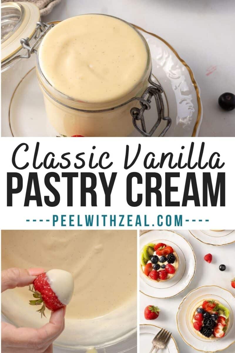 Vanilla pastry cream in a jar.