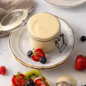 Pastry cream in a jar.