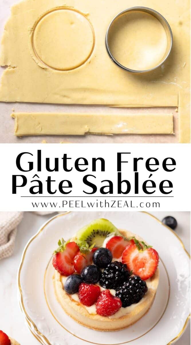 Cutting pate sablee to make a gluten free pastry.