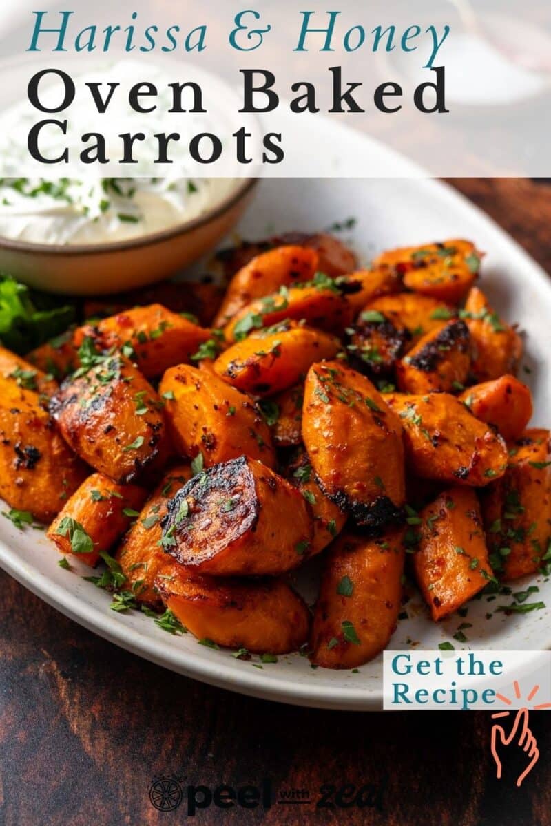 Plate of harissa carrots with parsley.