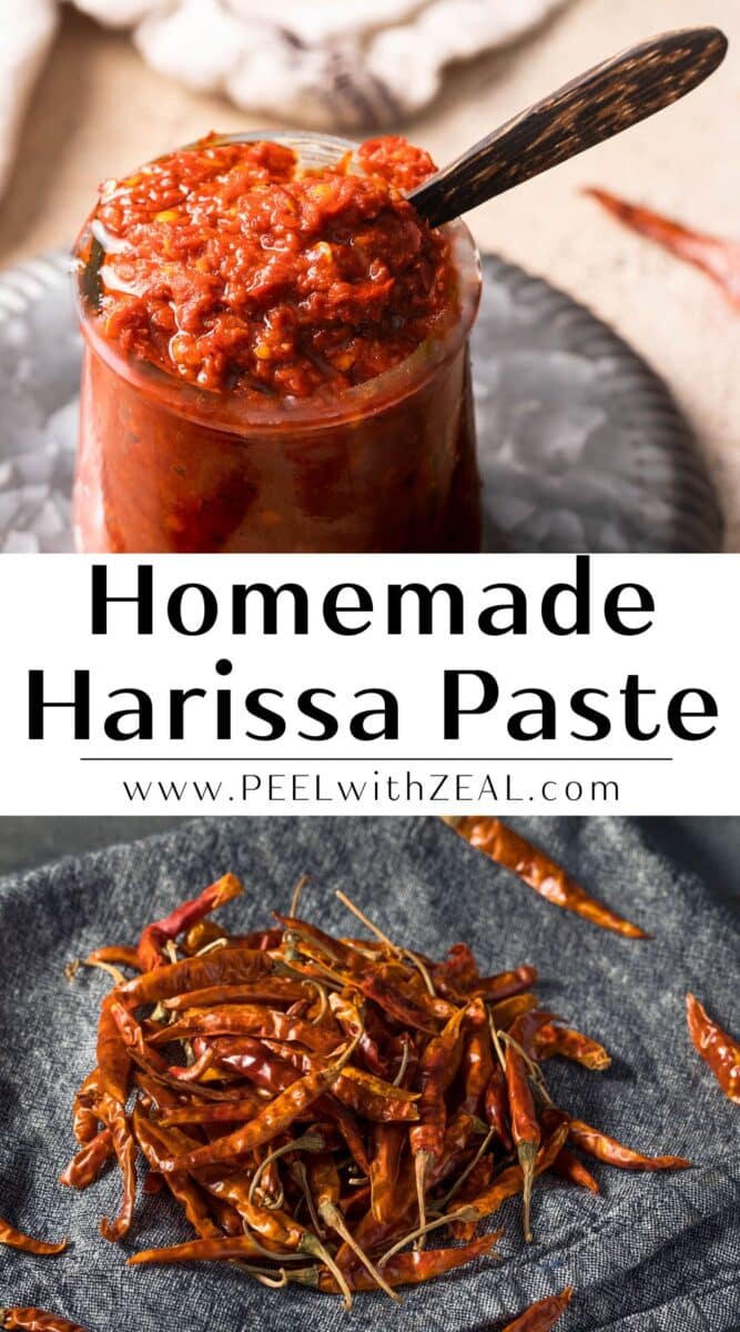 homemade harissa in a jar.