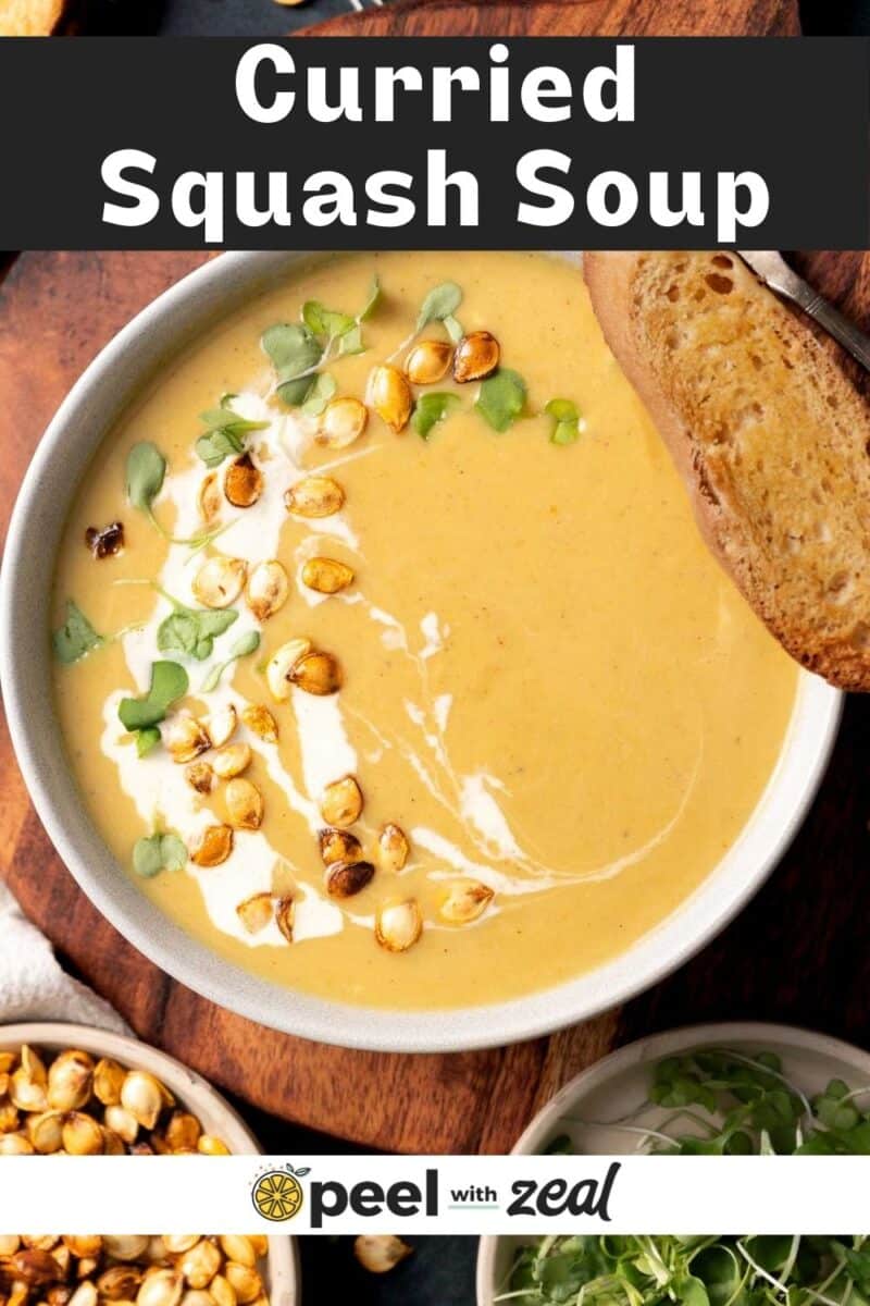 Soup in a bowl.