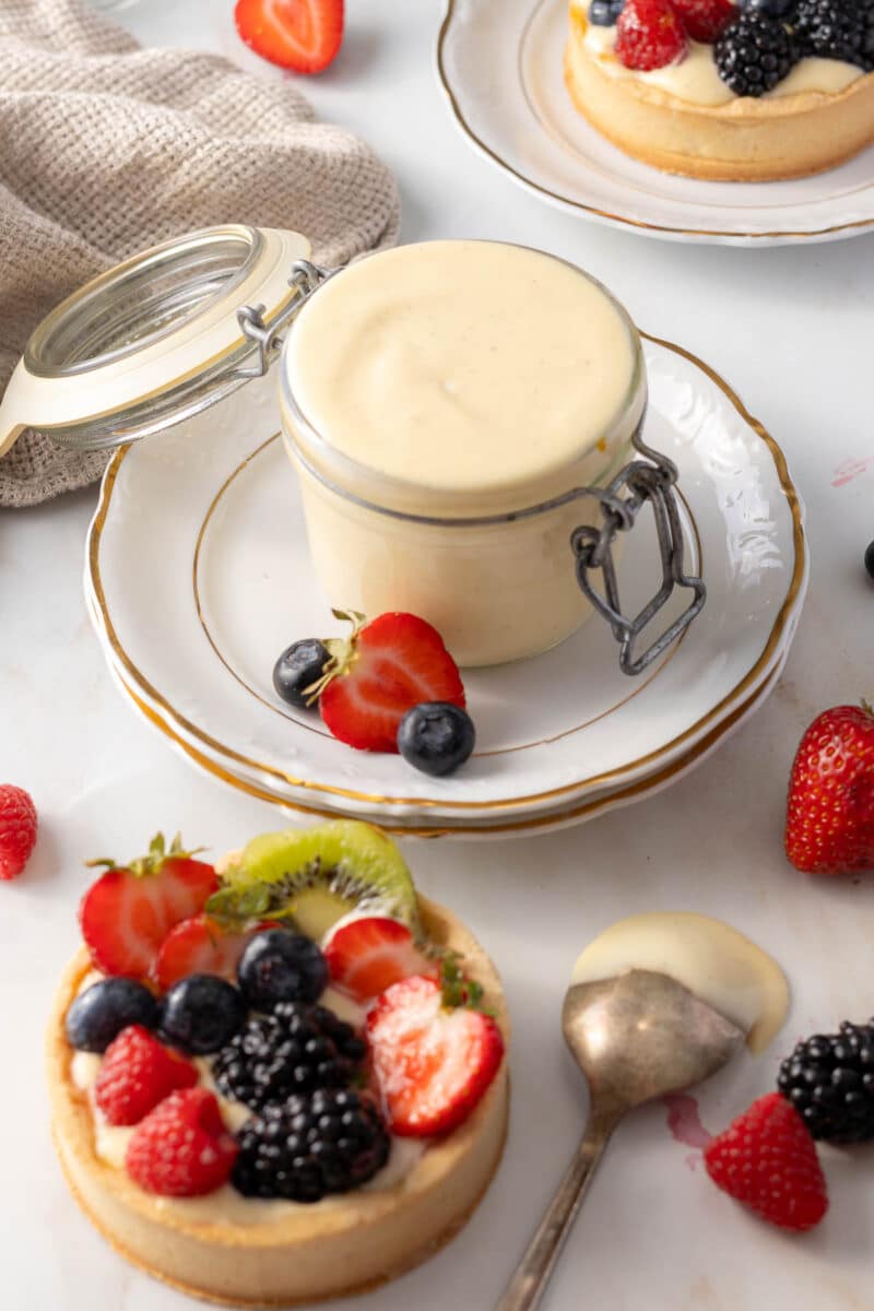 Pastry cream in a jar.