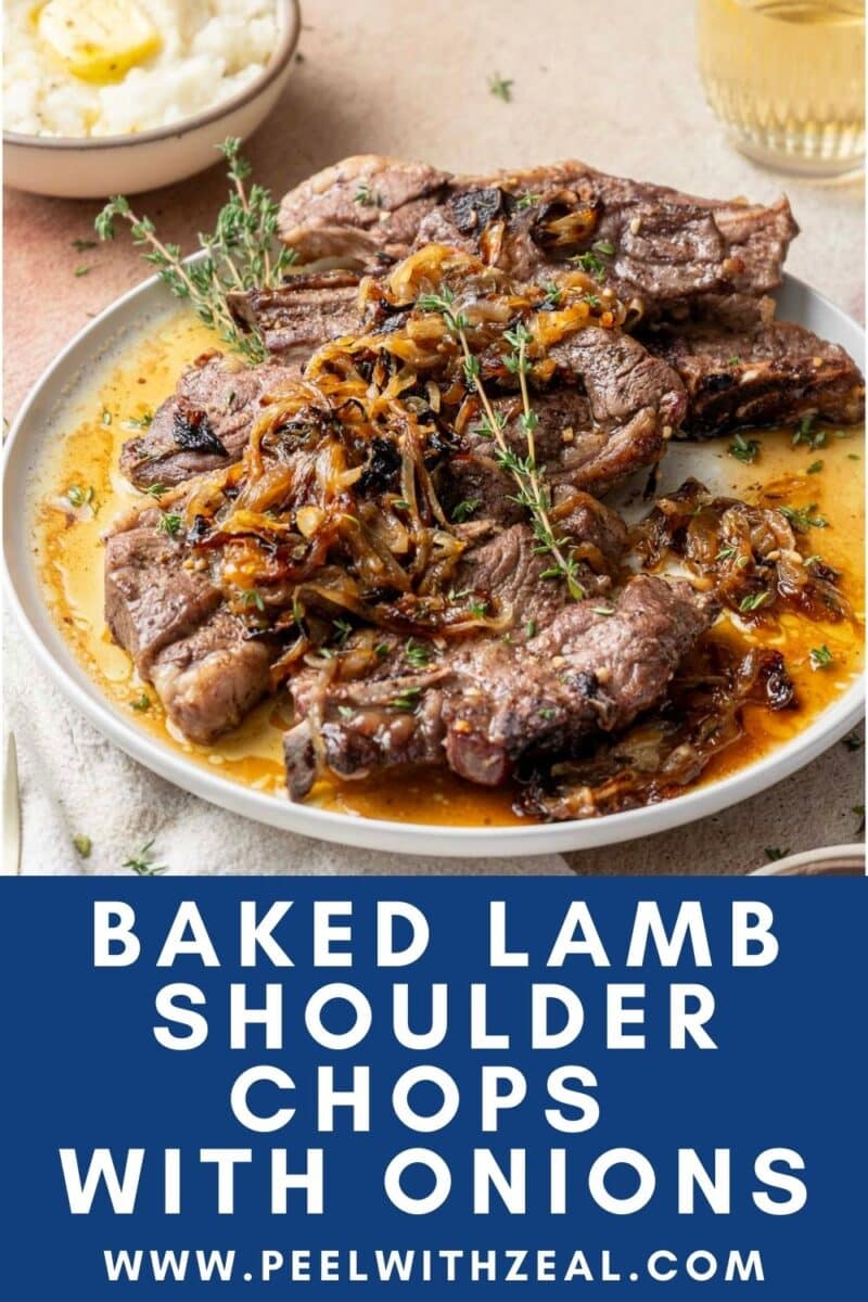 Discover our baked lamb shoulder chops recipe featuring succulent chops topped with caramelized onions and garnished with thyme. Visit the URL below for a step-by-step guide to this delectable dish.